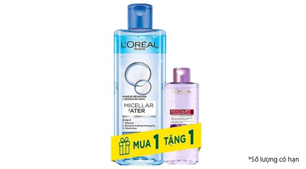 Nước tẩy trang L'Oréal Micellar Water 3 in 1 làm sạch sâu cho da trang điểm chai 400ml