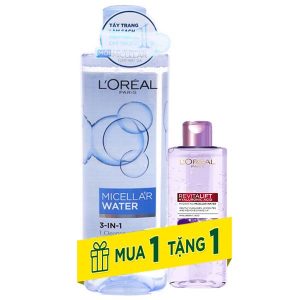 Nước tẩy trang L'Oréal Micellar Water 3 in 1 tươi mát cho da hỗn hợp, da dầu chai 400ml