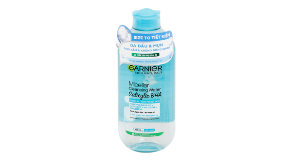 Nước tẩy trang Garnier Salicylic BHA giúp làm sạch, ngừa mụn cho da dầu & mụn chai 400ml