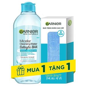 Nước tẩy trang Garnier Salicylic BHA giúp làm sạch, ngừa mụn cho da dầu & mụn chai 400ml
