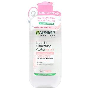 Nước tẩy trang Garnier All in 1 giúp làm sạch sâu, dịu nhẹ cho da nhạy cảm chai 400ml