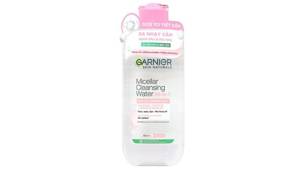 Nước tẩy trang Garnier All in 1 giúp làm sạch sâu, dịu nhẹ cho da nhạy cảm chai 400ml