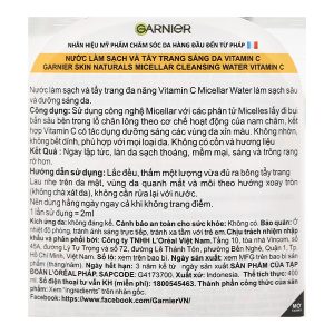 Nước tẩy trang Garnier Vitamin C giúp làm sạch, sáng da chai 400ml