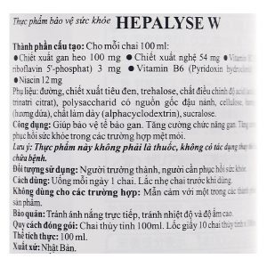 Nước uống Hepalyse W bảo vệ, tăng cường chức năng gan chai 100ml