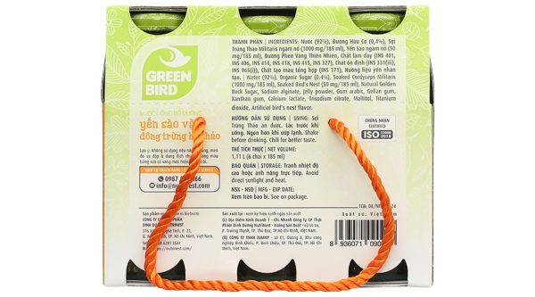 Nước yến sào và đông trùng hạ thảo Green Bird hộp 6 chai x 185ml