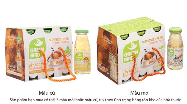 Nước yến sào và đông trùng hạ thảo Green Bird hộp 6 chai x 185ml