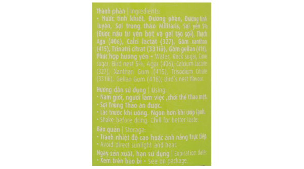 Nước yến sào và đông trùng hạ thảo Green Bird chai 185ml