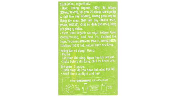 Nước yến sào collagen Green Bird chai 185ml