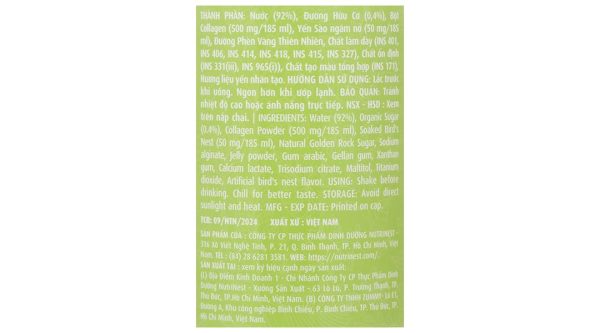 Nước yến sào collagen Green Bird chai 185ml