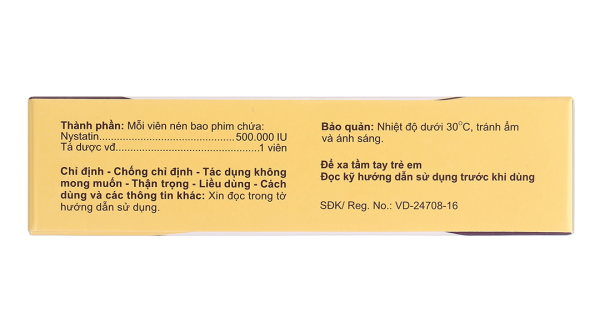 Nystatab 500.000IU dự phòng và điều trị nấm Candida ở đường tiêu hoá (2 vỉ x 10 viên)
