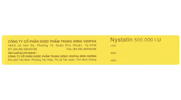 Nystatin 500.000 I.U Vidipha phòng và trị nhiễm nấm Candida (2 vỉ x 8 viên)