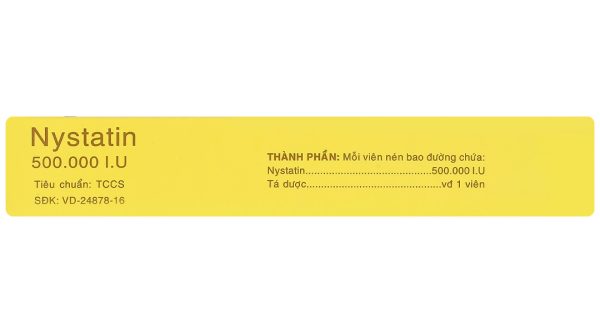 Nystatin 500.000 I.U Vidipha phòng và trị nhiễm nấm Candida (2 vỉ x 8 viên)