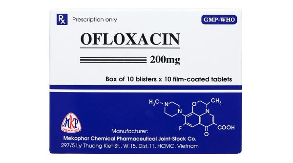 Ofloxacin Mekophar 200mg trị nhiễm khuẩn (10 vỉ x 10 viên)