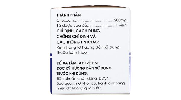 Ofloxacin Mekophar 200mg trị nhiễm khuẩn (10 vỉ x 10 viên)