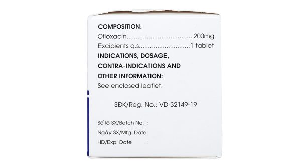 Ofloxacin Mekophar 200mg trị nhiễm khuẩn (10 vỉ x 10 viên)