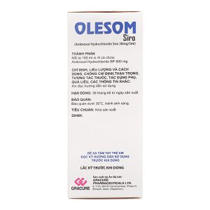 Siro Olesom 30mg/5ml tan đàm trong bệnh lý hô hấp chai 100ml
