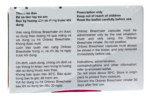 Bột hít Onbrez Breezhaler 150mcg trị tắc nghẽn phổi mãn tính (3 vỉ x 10 viên)