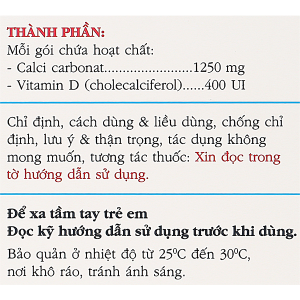 Thuốc bột Opecalcium bổ sung Calci và vitamin D3, ngừa loãng xương (20 gói x 2.5g)