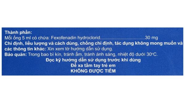 Hỗn dịch uống Oralegic 30mg/5ml điều trị viêm mũi dị ứng theo mùa (10 ống x 5ml)