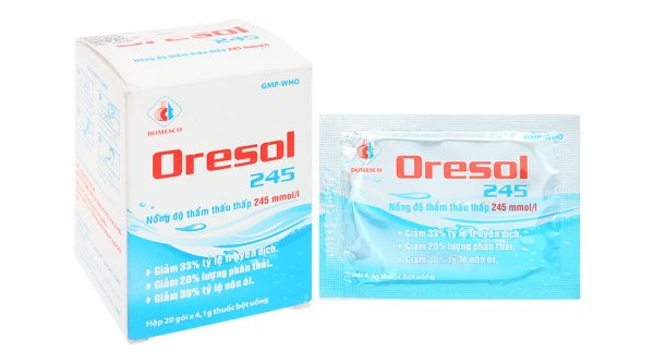 Oresol 245 DMC phòng và trị mất điện giải và nước trong tiêu chảy cấp (20 gói x 4,1g)
