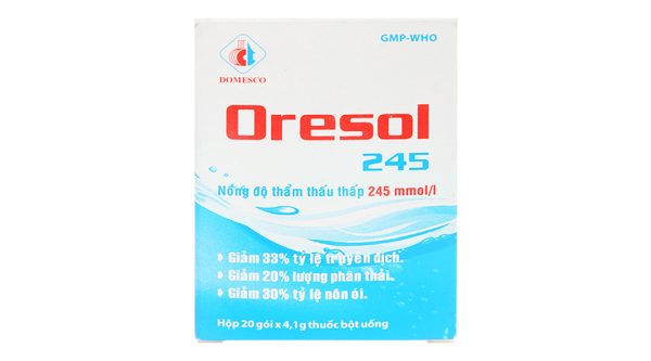 Oresol 245 DMC phòng và trị mất điện giải và nước trong tiêu chảy cấp (20 gói x 4,1g)