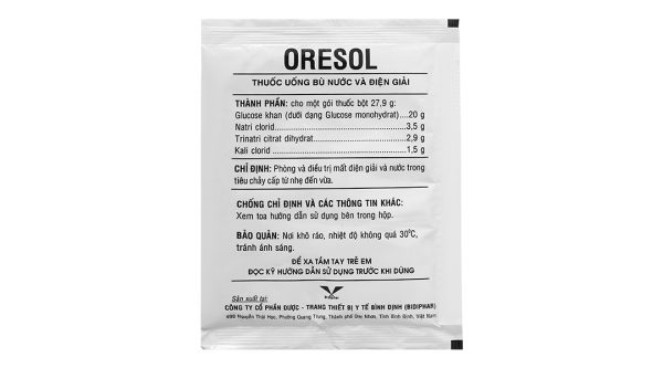 Thuốc bột Oresol Bidiphar bù nước và điện giải gói 27.9g