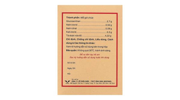 Muối uống Oresol New Bidiphar bù nước và điện giải (20 gói x 4,22g)