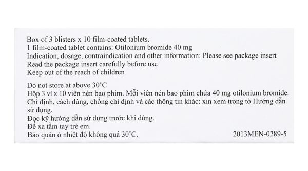 Spasmomen 40mg trị hội chứng đại tràng kích thích (3 vỉ x 10 viên)
