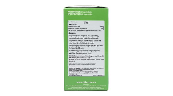 OTiV cải thiện tình trạng thiếu máu não, mất ngủ chai 30 viên