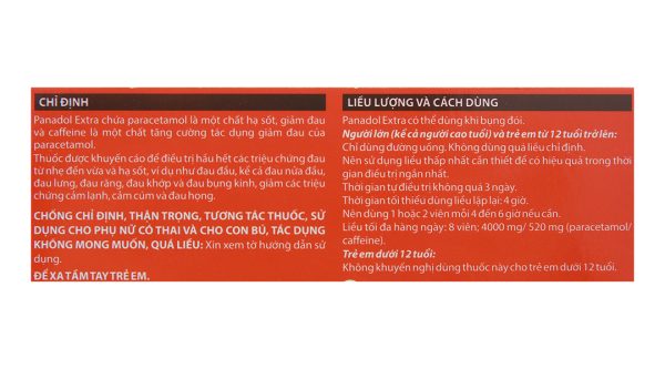 Panadol Extra giảm đau hạ sốt (15 vỉ x 12 viên)