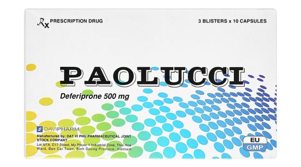 Paolucci 500mg trị tình trạng dư thừa sắt trong cơ thể (3 vỉ x 10 viên)