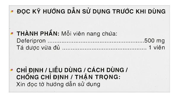 Paolucci 500mg trị tình trạng dư thừa sắt trong cơ thể (3 vỉ x 10 viên)