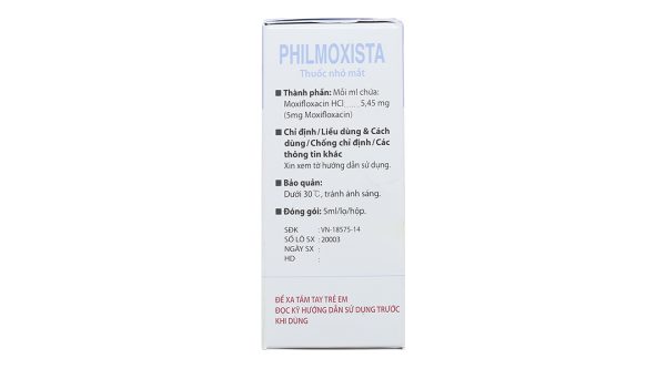 Dung dịch nhỏ mắt Philmoxista trị nhiễm khuẩn mắt lọ 5ml