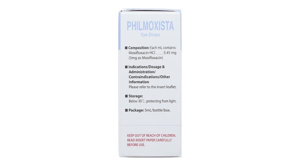 Dung dịch nhỏ mắt Philmoxista trị nhiễm khuẩn mắt lọ 5ml