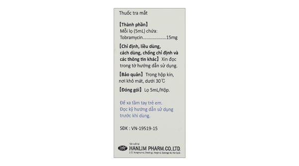 Dung dịch nhỏ mắt Philtobax trị nhiễm khuẩn mắt lọ 5ml