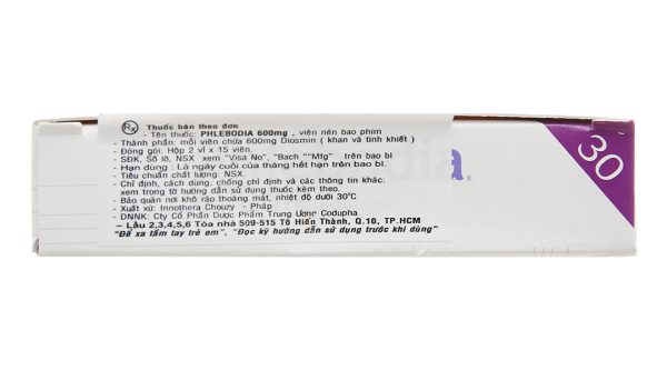 Phlebodia 600mg trị trĩ, suy giãn tĩnh mạch (2 vỉ x 15 viên)