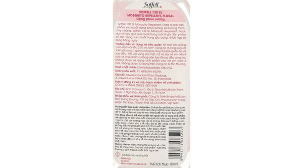 Xịt Soffell hương hoa giúp chống muỗi cho bé chai 80ml