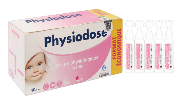Nước muối sinh lý Physiodose làm sạch mũi, mắt, tai hàng ngày cho bé (40 ống x 5ml)