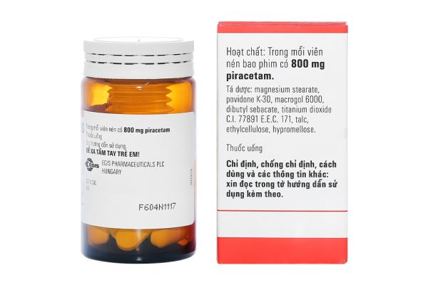 Piracetam EGIS 800mg trị hội chứng tâm thần thực thể lọ 30 viên