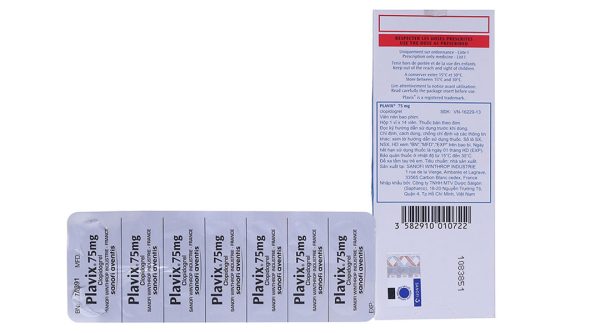 Plavix 75mg phòng và trị huyết khối (1 vỉ x 14 viên)
