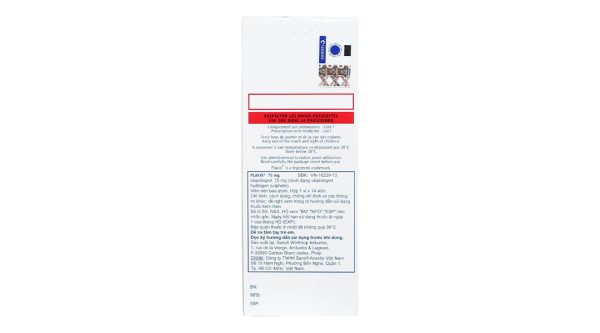Plavix 75mg phòng và trị huyết khối (1 vỉ x 14 viên)