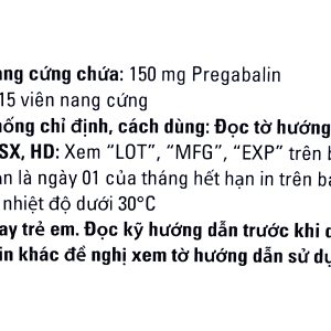 Pms-Pregabalin 150mg trị động kinh, đau dây thần kinh (4 vỉ x 15 viên)