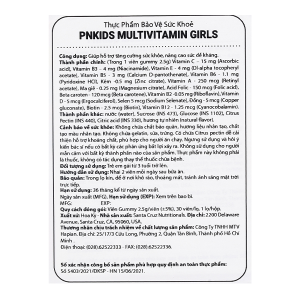 Kẹo dẻo PN Kids Multi Vitamin Girls bổ sung vitamin cho bé gái lọ 30 viên