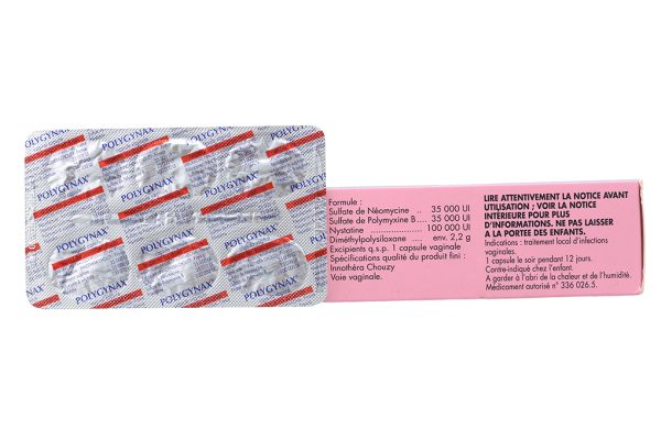 Viên đặt âm đạo Polygynax trị viêm âm đạo, âm hộ (2 vỉ x 6 viên)