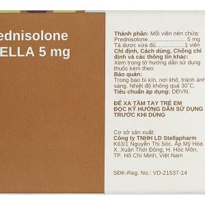 Prednisolone Stella 5mg điều trị các triệu chứng viêm, dị ứng chai 200 viên