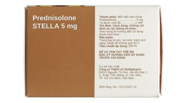 Prednisolone Stella 5mg điều trị các triệu chứng viêm, dị ứng chai 200 viên