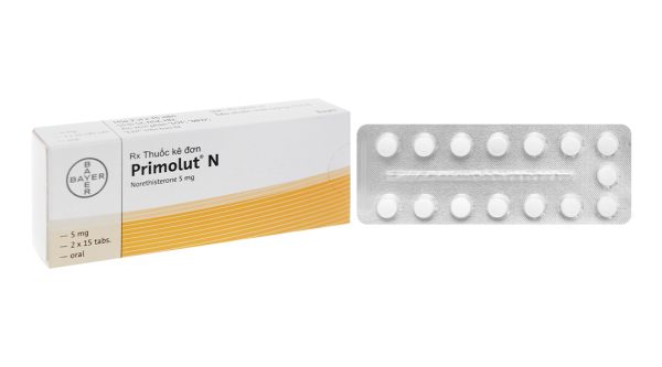 Primolut N 5mg trị xuất huyết do rối loạn chức năng, vô kinh (2 vỉ x 15 viên)