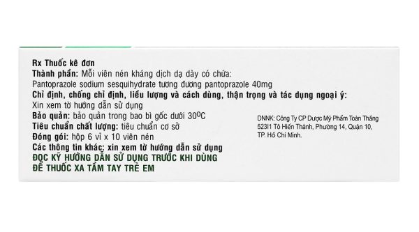 Qapanto 40mg trị loét dạ dày, tá tràng (6 vỉ x 10 viên)