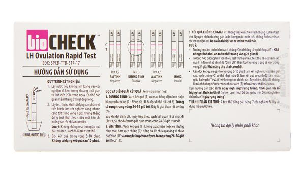 Que thử rụng trứng Biocheck LH Ovulation Rapid Test hộp 7 que