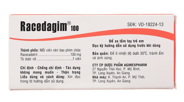 Racedagim 100 trị tiêu chảy cấp ở người lớn (2 vỉ x 10 viên)